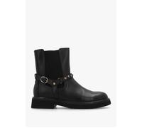 Roxanne Black Leather Studded Strap Chelsea Boots - Black Leather / 35