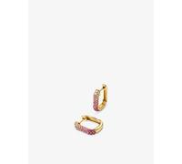 Roxanne First Roxanne First Oval 14ct Yellow Gold, 0.47ct Pink Sapphire and 0.10ct Diamond Hoop Earrings Yellow Gold
