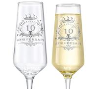 ROXBURGH 10th Wedding Anniversary Champagne Flutes Gifts Set of 2, 7 OZ