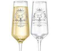ROXBURGH 25th Wedding Anniversary Champagne Flutes Gifts Set of 2, 25th Anniversary Decorations 7 OZ Crystal Champagne Glasses, Wedding Gifts for Couples, Parents Anniversary, JNCF2