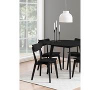 Roxby All Black Chairs, Curved Wood Dining Chair, Set Of 2, In Black Rubberwood