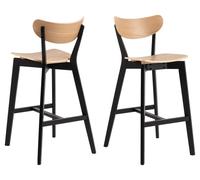 Indoor Furniture Group Furniture To Go Roxby Bar Stool, Black And Oak Set Of 2, Black