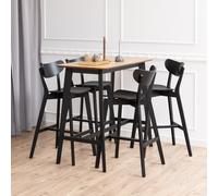 Roxby Bar Table in Black & Oak includes 4 Roxby Bar Stool in Black
