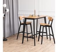 Roxby Bar Table includes 2 Roxby Bar Stool, Black and Oak