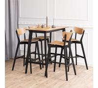Roxby Bar Table includes 4 Roxby Bar Stool, Black and Oak