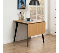 Roxby Drop Leaf Dining Table - 4-6 Seater - 80cm-120cm - Oak and Black