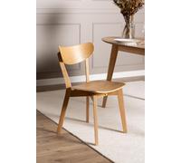 Roxby Oak Curved Wood Dining Chairs, Set Of 2, in Brown Oak Veneer & Rubberwood