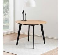 Roxby Round Dining Table - 2 Seater - 105cm - Oak and Black