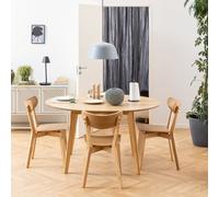 Roxby Round Dining Table in Oak 140x76cm includes 4 Roxby Dining Chairs in Oak