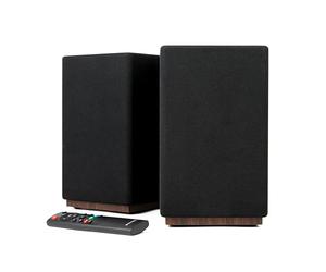 Roxel Infinity Powered Bookshelf Speakers, 60W RMS Active HiFi Stereo, Wireless BT 5.3, HDMI ARC, Optical, Coaxial, USB, Sub Out, Adjustable EQ, Elegant Fabric 3 Metres speaker cable