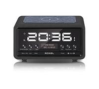 Roxel Nod Bedside Radio, DAB/DAB+ & FM Radio, Alarm Clock, Wireless Phone Charging, Large Digit Display, Dual Bedside Alarm Clock with Wireless Streaming (Black)
