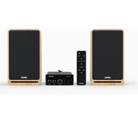 Roxel RBS 300 Bookshelf Speaker mini Amplifier, Wood Effect Cabinet with 4 inch Enhanced Carbon Fibre Woofer, 1Inch Silk Dome Tweeter, Wireless connectivity 150W RMS (OAK)