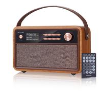 Roxel Retro D1 Vintage DAB+/FM Radio Wireless Speaker | Bedside Alarm Clock with Sleep Function. Rustic Exterior, Mains and USB Rechargeable, TF card