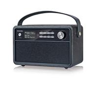 Roxel Retro D1 Vintage DAB+/FM Radio Wireless Speaker | Bedside Alarm Clock with Sleep Function. Rustic Exterior, Mains and USB Rechargeable, TF card, AUX and USB Compatible (Black)