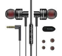 Roxel RX10 Earphones with Microphone, Noise Isolating in-Ear Wired Earbuds Headphones with Powerful Bass and Clear Sound, Tangle-Free Cable, Compatible with iPhone, iPad, iPod, Smartphones and Tablets