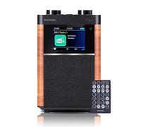 Roxel Vogue Portable DAB/DAB+ FM Radio & Wireless Speaker with Clear Sound, Alarm Snooze Function, Remote Control, USB, LCD Screen, Carrying Strap, 80 Radio Presets, Rechargeable Battery (Walnut)