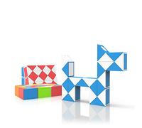 ROXENDA Magic Snake with 24 Segments, Magic Cube Twist Puzzle - 3D Puzzles Games Fidget Party Bag Fillers Toys Christmas Stocking Fillers or Kids and Adults - 1 Pack (Blue)
