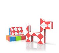 ROXENDA Magic Snake with 24 Segments, Magic Cube Twist Puzzle - 3D Puzzles Games Fidget Toy Christmas Stocking Gift Fillers for Kids and Adults - 1 Pack (Red)