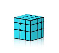 ROXENDA Mirror Cube Blue, 3x3 Magic Stickerless Speed Cube with Different Shapes Design Puzzle Cube Toys for Kids, Adults, Solve by Shape (Blue)