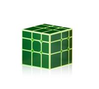 ROXENDA Mirror Cube Green, 3x3 Magic Stickerless Speed Cube with Different Shapes Design Puzzle Cube Toys for Kids, Adults, Solve by Shape (Green)