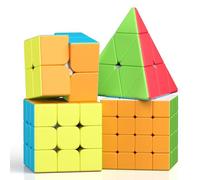 ROXENDA Speed Cube Set, 2X2 3X3 4X4 Pyramid Fast Cube Stickerless with Instruction [4 Pack] (Stickerless Cube Set)