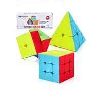 ROXENDA Speed Cube Set, 2X2 3X3 Pyramid Speed Cube Stickerless Fast Cube with Instruction (Stickerless cube set)
