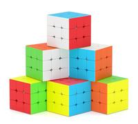 ROXENDA Speed Cube Set, 6 Pack Party Cubes Set Smooth Fast Magic Cube Toy for Party Favor, Party Bags Fillers for Kids [6 Pack] (Stickerless)