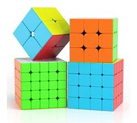 ROXENDA Speed Cube Set Age 3+, 2X2 3X3 4X4 5X5 Speed Cube Stickerless Puzzle Cubes with Secret Tutorial Manual