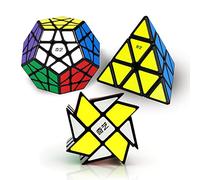 ROXENDA Speed Cube Set, Pyramid Dodecahedron Windmill Cube - Magic Puzzle Cubes Collection for Kids & Adults [3 Pack]