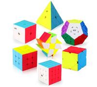 Roxenda Speed Cube Set, Speed Cube Bundle of 2x2 3x3 4x4 Megaminx Windmill Skew Cube and Pyramid Cube Smoothly Stickerless Magic Cubes Collection for Kids & Adults [7 Pack]
