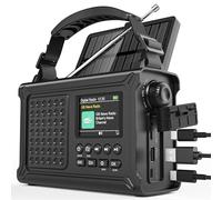 Roxicosly 12000mAh DAB Wind Up Emergency Radio with Bluetooth, Hand Crank Solar Radio with 8500mm² Solar Panel, Dual Phone Chargers, 5W Torch & Reading Lamp, Dual Alarm for Camping, Hiking