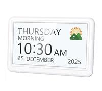 Roxicosly Dementia Clock with Date Day,20 Custom Alarms 6 Medicine Reminders,7" Digital Calendar Clock with Sun/Moon icons,12 Themes 9 Colors,10 Levels Dimmer,18 Ringtones,HD Picture Frame (White)