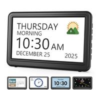 Roxicosly - Digital alarm clock, calendar with day and date, indoor temperature