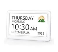 Roxicosly Digital Calendar, Electronic Day Date Alarm Clock, Digital Clock with 20 Custom Reminders, 20 Alarm Clocks, 12 Themes, 10 Level Dimmer, 7 Inches, Dementia Clock for Seniors