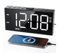 Roxicosly Digital Loud Alarm Clock for Deep Sleepers, 7.5 Inch LED Display, 5 Dimmers, 2 Alarms with Weekday/Weekend, 5 Volumes, Snooze, Type C & USB Charger, Battery Backup, 12/24H & DST