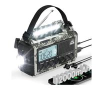 Roxicosly Emergency Wind Up Radio with 5-Way Powered, 44400mWh (12000mAh) Rechargebale Solar Hand Crank Radio with AM/FM/SW, Torch & Reading Lamp, USB Charger, SOS Alarm, IPX6 for Blackout Outdoors