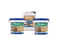 Roxil 100 Green Mould, Algae & Lichen Killer 5L And 2 X Roxil Wood Waterproofing Cream Bundle For Decking, Shed, Fence And Others