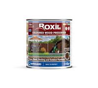Roxil Wood Stain Preserver (Burnt Umber,1 Litre) - Fast-Drying Satin Finish for Decking, Fence, Shed, Furniture. 5 Year Protection for Indoor & Outdoor