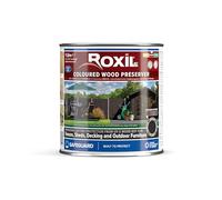 Roxil Wood Stain Preserver (Charcoal, 1 Litre) - Fast-Drying Satin Finish for Decking, Fence, Shed, Furniture. Up to 5 Year Protection for Indoor & Outdoor