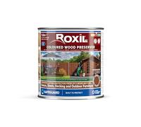 Roxil Wood Stain Preserver (Chestnut, 1 Litre) - Fast-Drying Satin Finish for Decking, Fence, Shed, Furniture. 5 Year Protection for Indoor & Outdoor