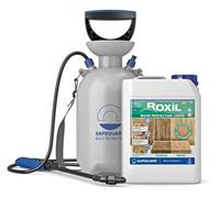 Roxil Wood Waterproofing Liquid - 5L & Sprayer - 10-Year Clear Wood Preserver & Sealer For Decking, Fence, Sheds And Furniture
