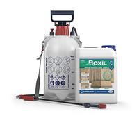 Roxil Wood Waterproofing Liquid (5L & Sprayer Clear) 10 Year Outdoor Wood Preserver, Sealer for Decking, Fence, Sheds and Furniture
