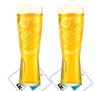 Roxley Peroni Pint Glass X2 Pint Glasses Also Comes with 2 Branded Beer Mats