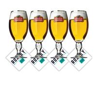 Roxley | Stella Artois Nucleated Half Pint Glasses X4 | Lager Beer 28 Cl Size Glass Man Cave | Made in UK + 4 Stella Beer mats
