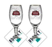 Roxley Stella Cambodia Gold Rimmed X2 Half Pint Glass Glasses | 33cl Stella Glasses |