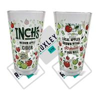 Roxley X2 Inch's Rolling Apple Cider Pint Pot Mug Glass Beer Man Cave Lager Large 56 CL Glass One Pint Also Comes with 2 Beer Mats Made in UK Great Gift Set