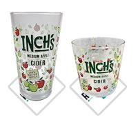 Roxley X2 Inch's Rolling Apple Cider Stumpy 56cl Pint and 28cl Half Pint Pot Glasses Beer Man Cave Cider Lager Larger Glass Comes with 2 Branded Beer Mats Made in UK