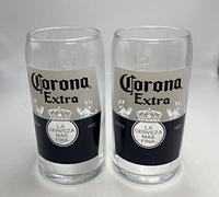 RoxleyLtd 2 x Corona Nucleated Half Pint Glass Beer Man Cave Lager 28cl Made in UK Great Gift Set Includes 2 Corona Beer mats