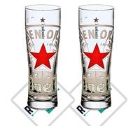 RoxleyLtd Roxley 2 x Heineken NUCLEATED Lager Beer X2 Half Pint Glass | 28cl Heineken Glasses