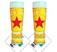 RoxleyLtd Roxley Heineken Red Star X2 Pint Glasses | 56cl Heineken Glasses